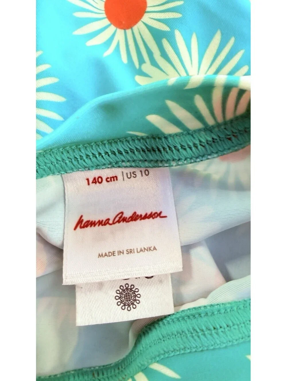 Hanna Andersson Mixie Rash Guard Swim Set Daisy on Minty Green Sz 10 (140 CM)